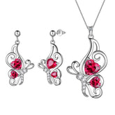 Butterfly Birthstone July Ruby Jewelry Set 3PCS - Jewelry Set - Aurora Tears